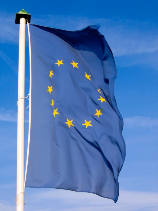 the flag of european nations waving in the wind