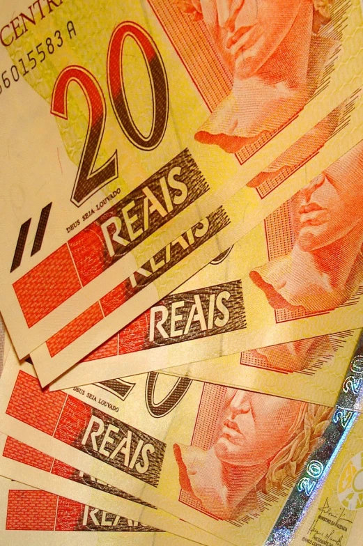 a closeup of some twenty cents notes