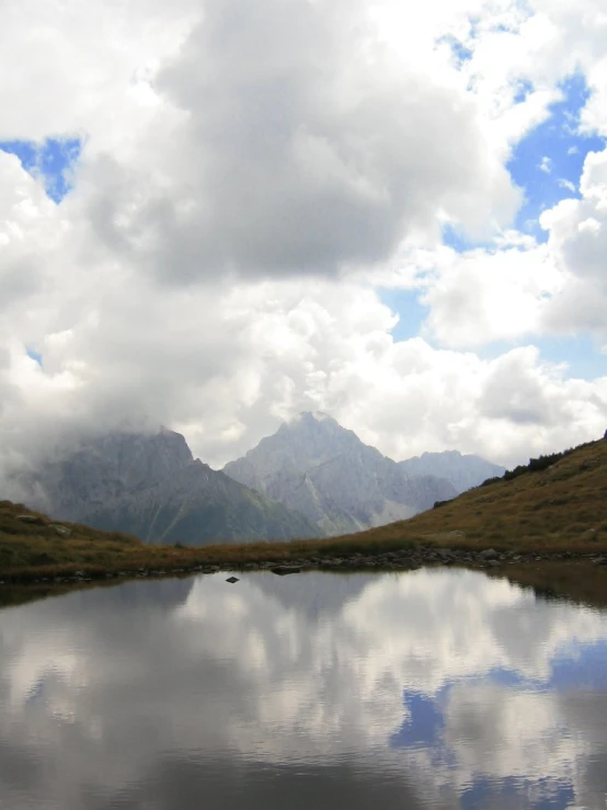 there is a large mountain in the background