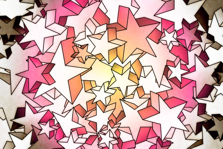 an artistic pink and orange star with geometric shapes