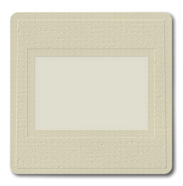 a square white card with a border