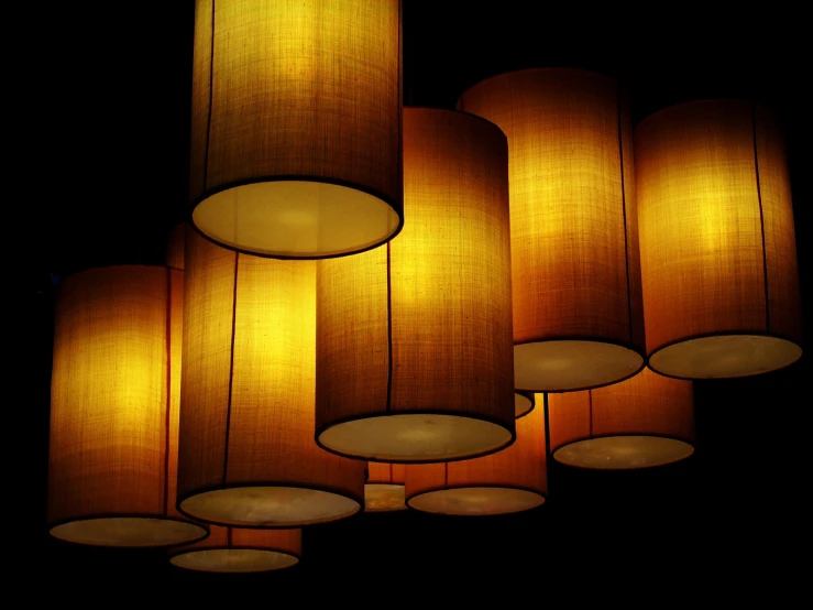lighted hanging lamps that are all different colors