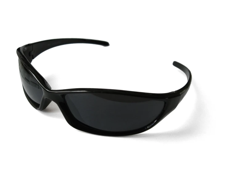 the black sunglasses have a small plastic frame