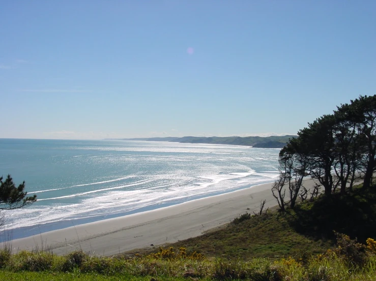 an image of an ocean view from atop a hill