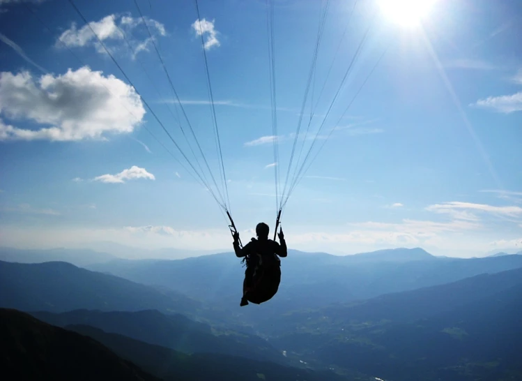 someone holding onto strings as they fly through the sky