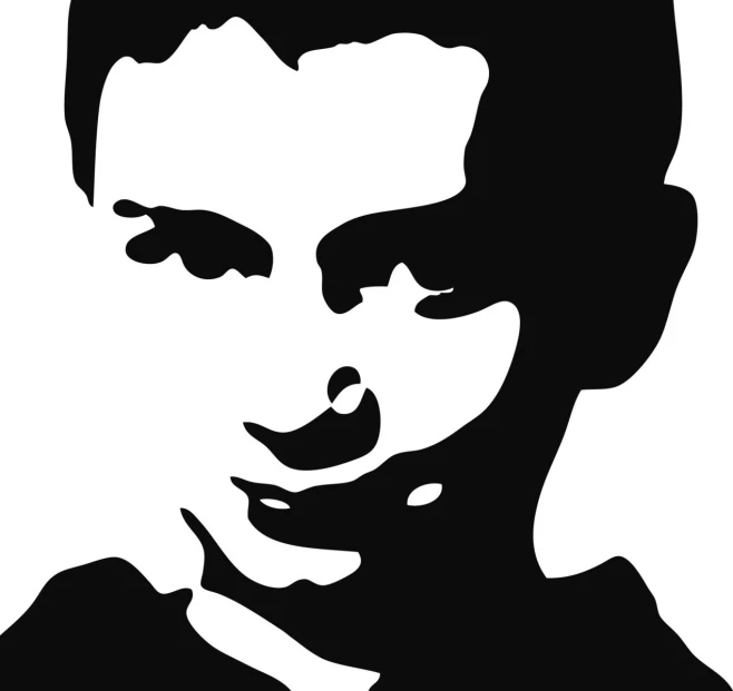 a black and white silhouette of a young man