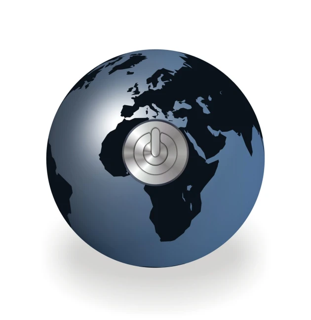 an atlastone globe with a chrome metal at