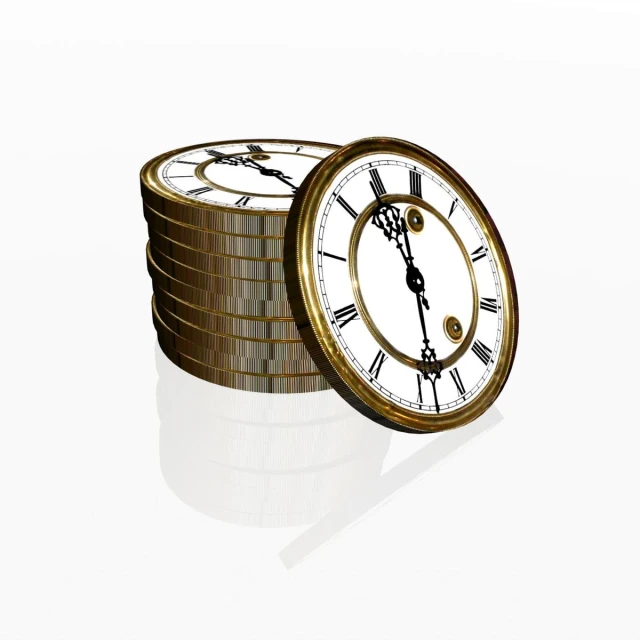 a clock and stacks of coins, concept for the future