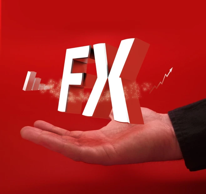 man holds up his hand with an animated letter f