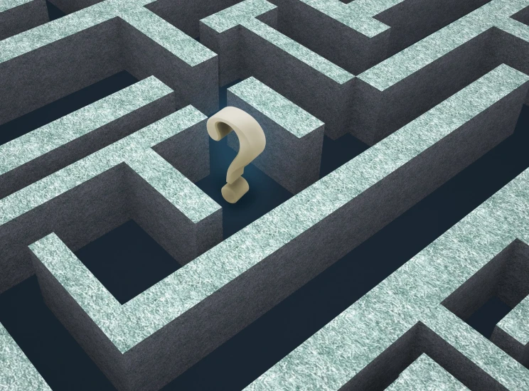 a question mark in the middle of a maze