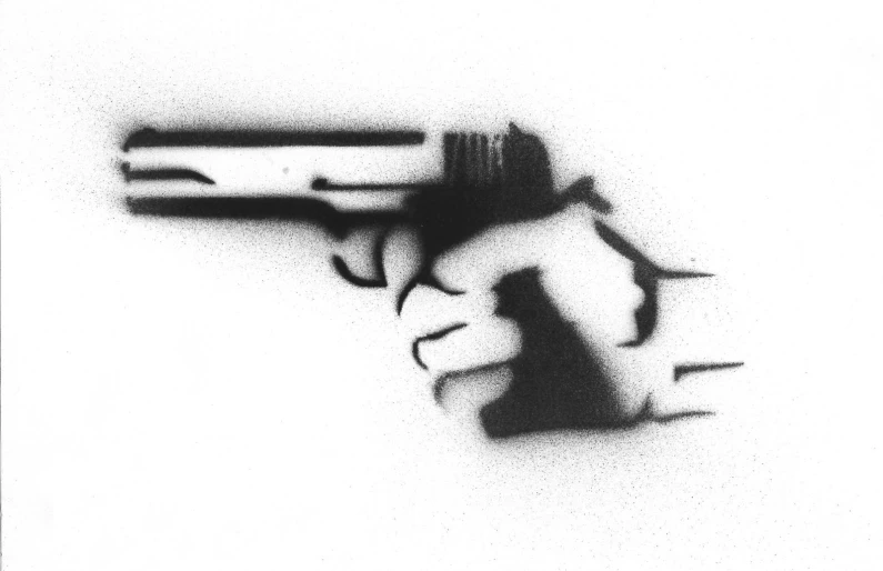 a drawing of a gun shooting through the air