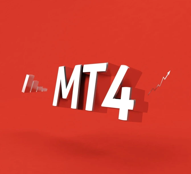 a white block that says mt4 against a red background