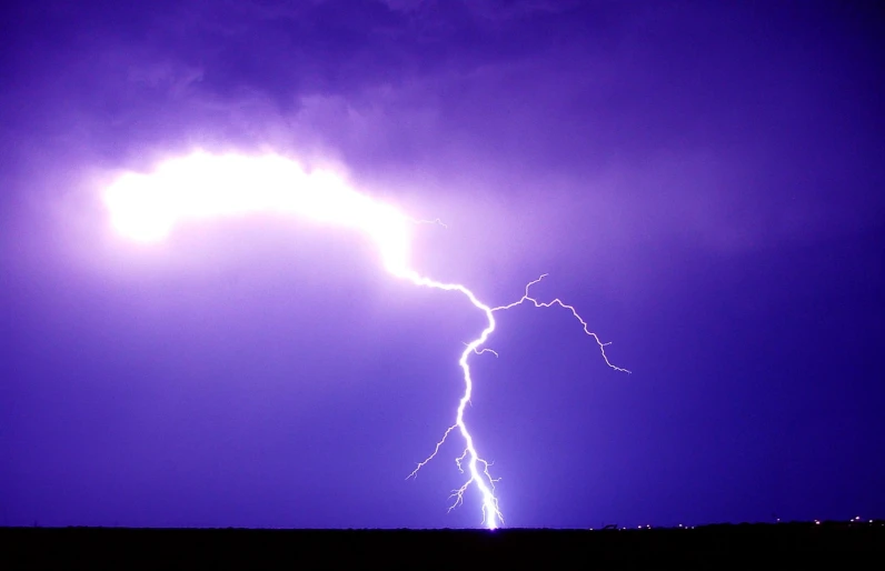 an intense storm with a large lightning bolt above it