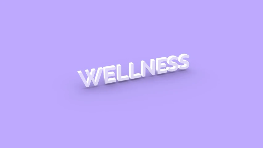 the word wellness is displayed on a purple background