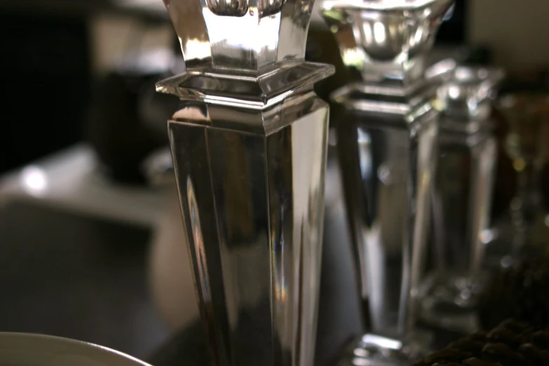 a close up s of a crystal vase on a table