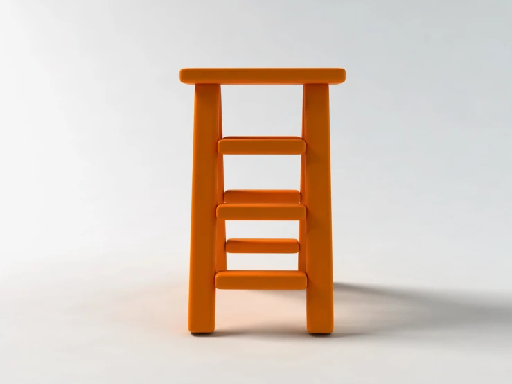 a ladder made from orange plastic standing next to a wall