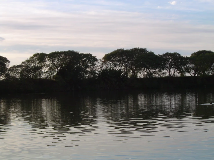 two people floating in a canoe on a lake