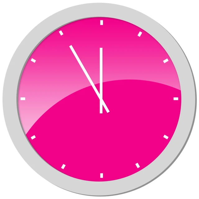 pink clock icon with round frame and numbers