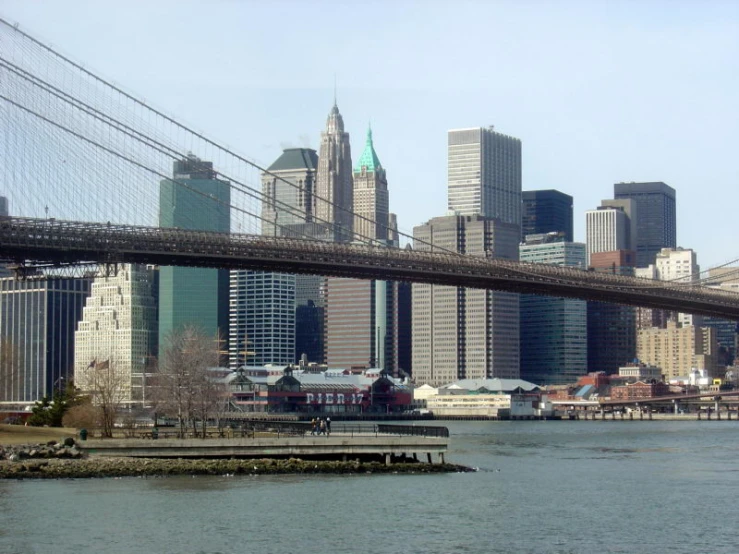 a view of a large bridge over a body of water