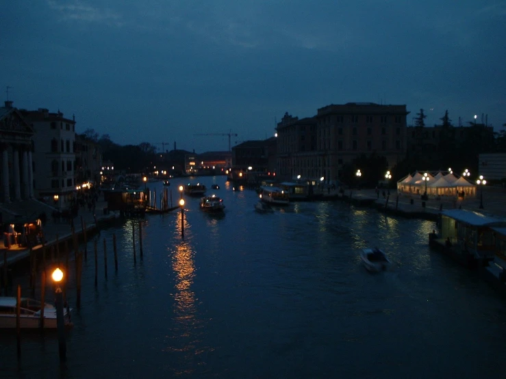 many boats are on the water at night