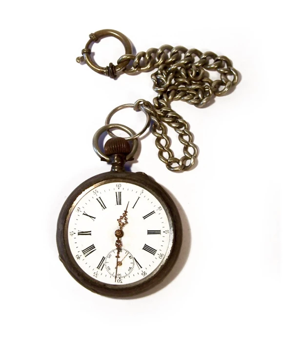 a small watch is attached to a chain