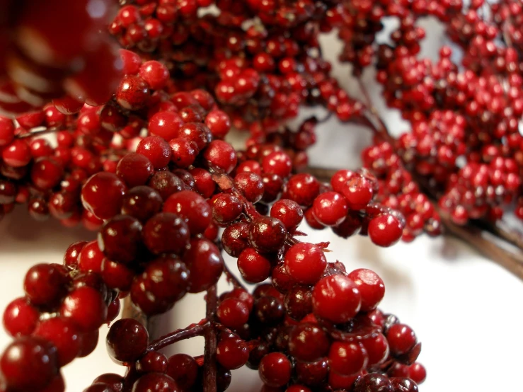 some red berries that are laying on a counter