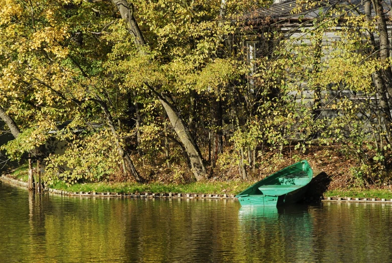 there is a boat sitting out on the water