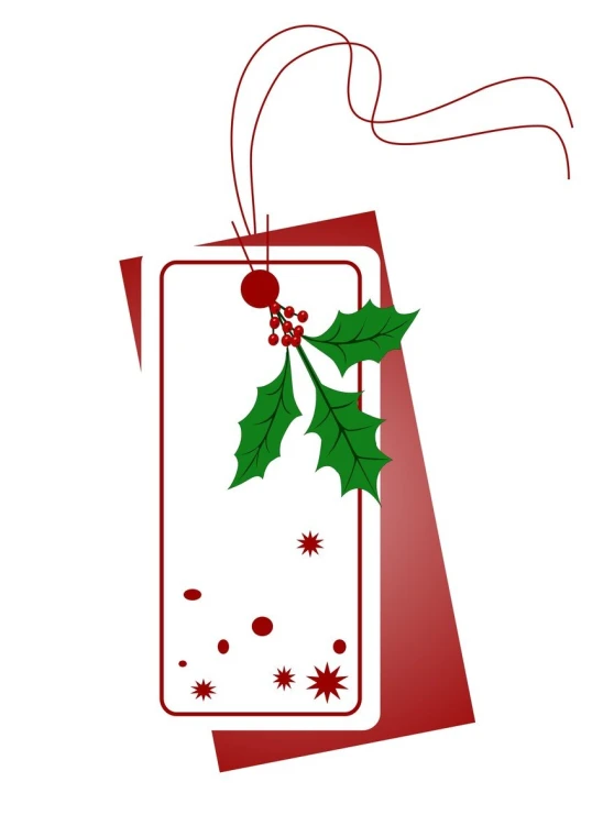 christmas tag with holly - leaf and holly