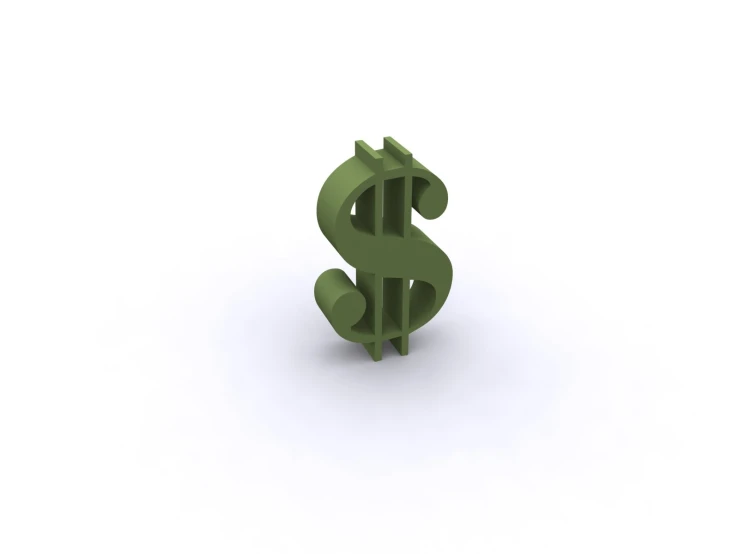 a green dollar sign sitting in front of a white background