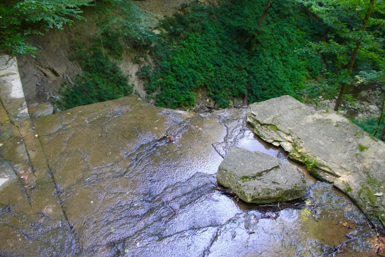 large rocks near a creek in the woods