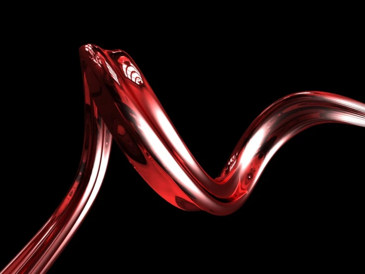 a red wave or wave like object that is on display