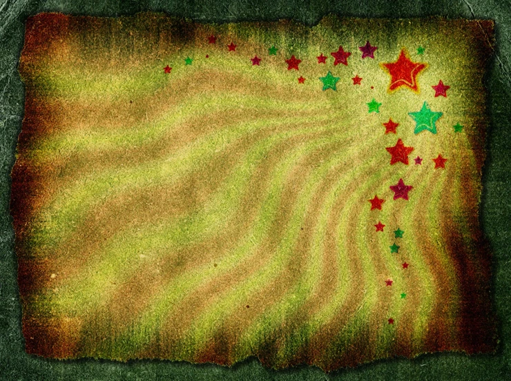 abstracted background with stars in orange, red and green
