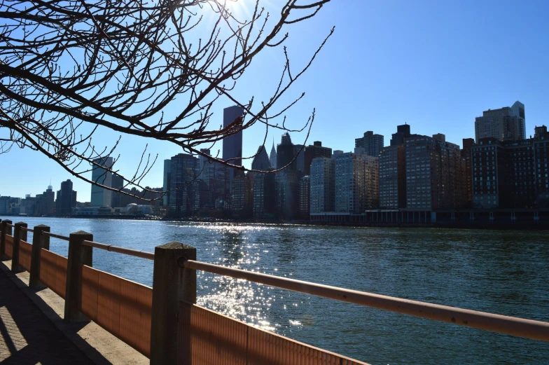 there is some water and tall buildings near the beach