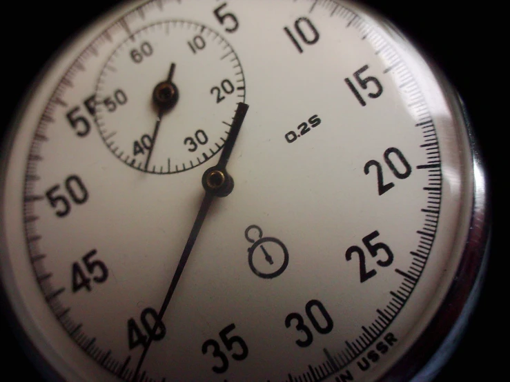 a close - up s of a stopwatch with a black background