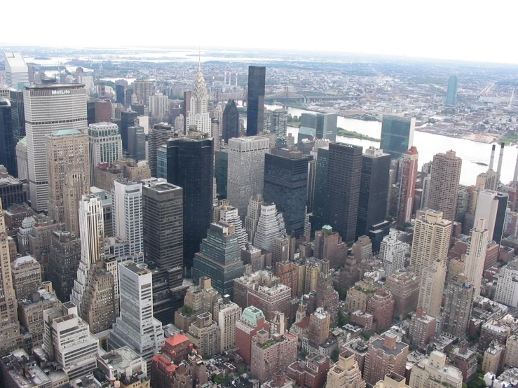 the skyline and buildings of a large city