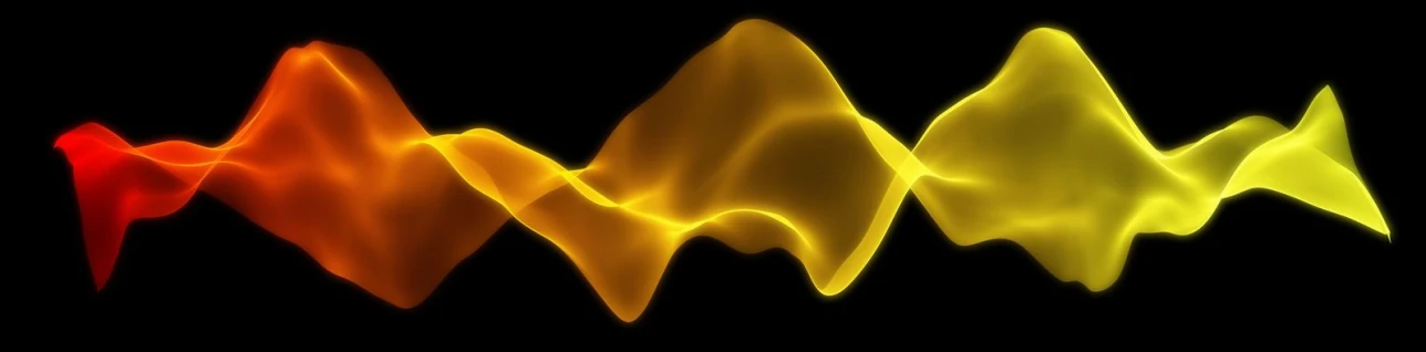 three colorful wavy shapes are in motion