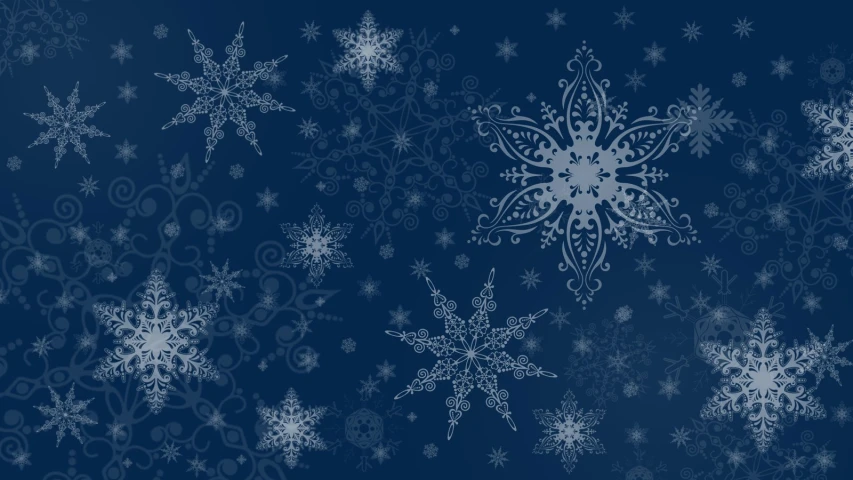 snowflakes on a blue background are shown