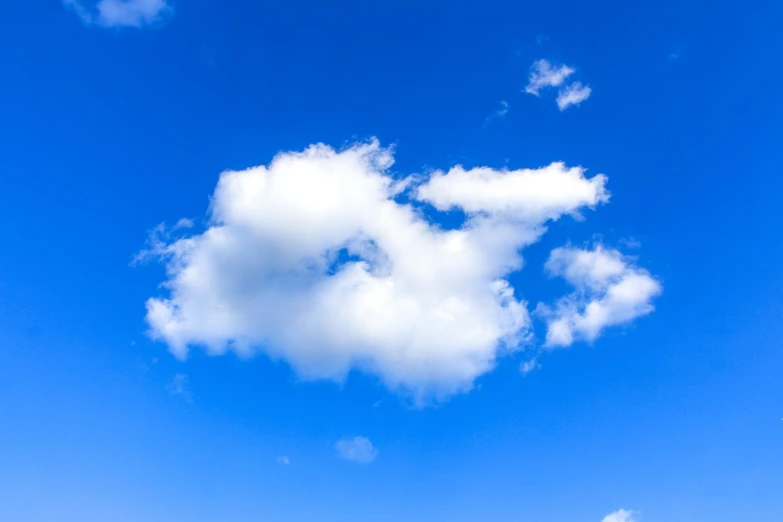 white clouds form the shape of a face on a bright blue sky