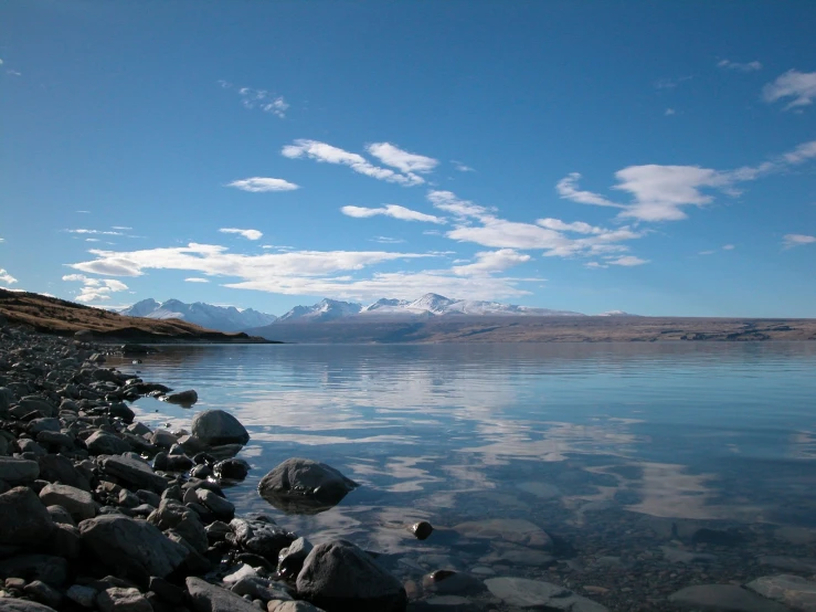 calm waters with clear clouds in the sky