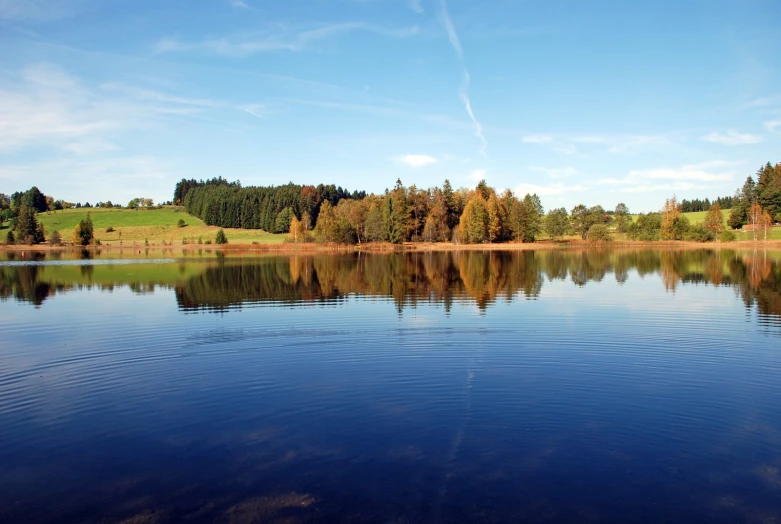 the lake is full of clear blue water