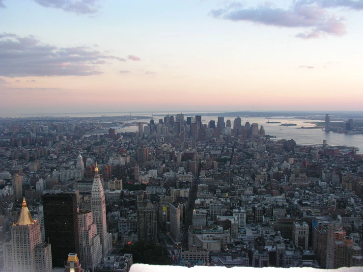 view from the top of the rockefeller center at twilight