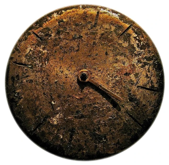 an old clock face with a missing face
