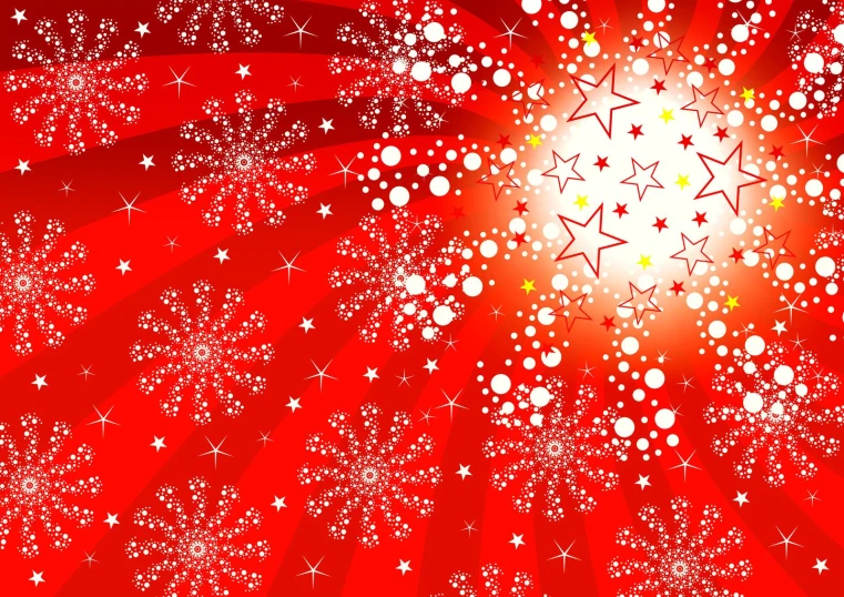 abstract background of star - shaped objects and light on red