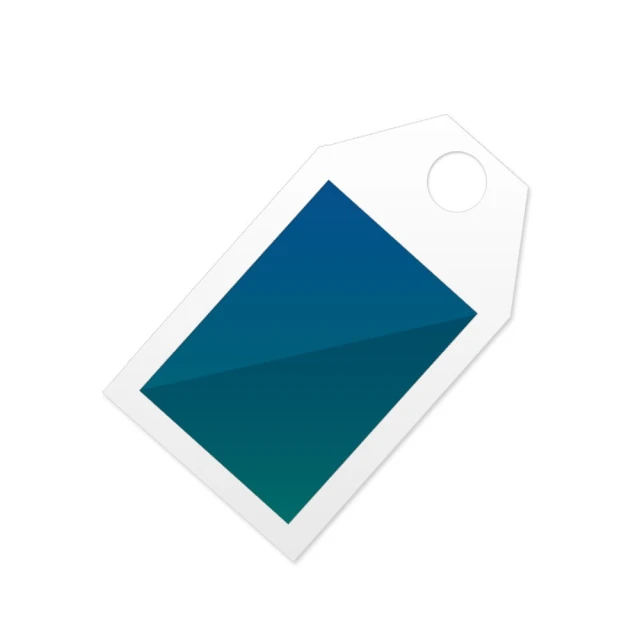 a white and blue rectangular shape tags with small rectangles