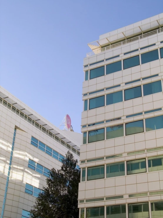 building with two office buildings across the street