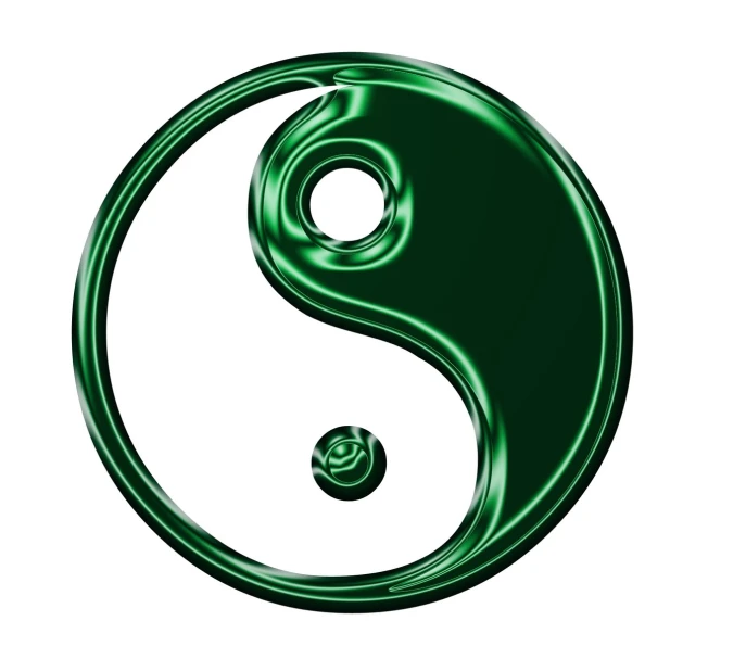 the yin symbol made out of green shiny materials