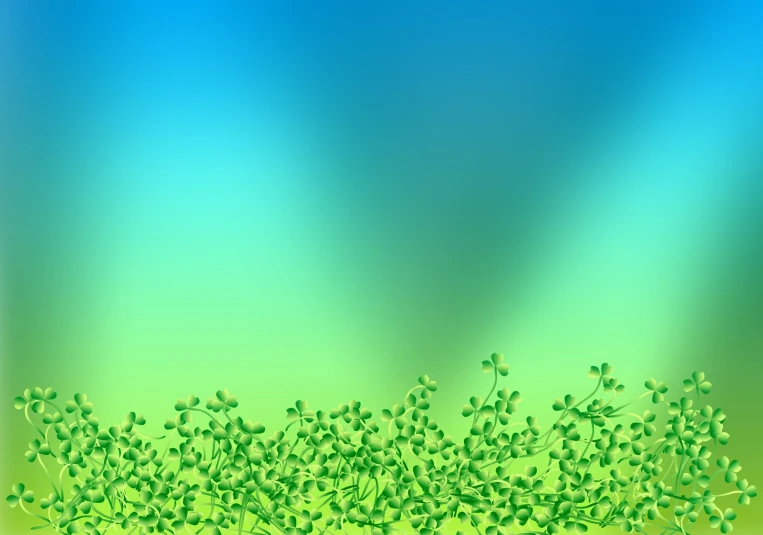 an abstract pograph of many plants with little leaves in green and blue tones