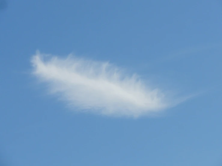 a long feather in a cloud in the blue sky