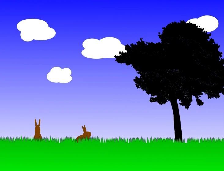 an image of two rabbits in a field