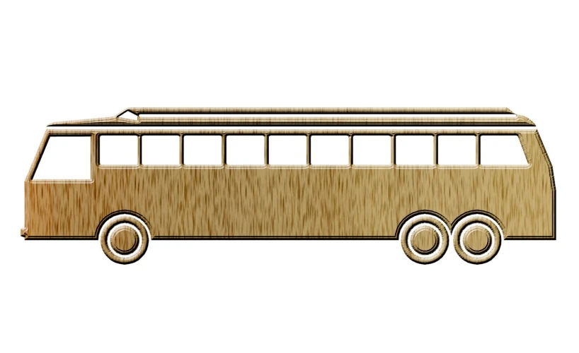 a wooden object has a white bus in it